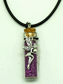 Fairy on Purple Glitter Bottle Necklace